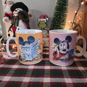Disney Mickey and Minnie Mouse Mug Set - Orange and Pink